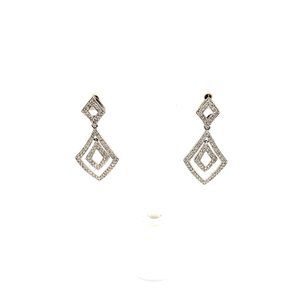 14K White Gold Diamond Dangle Earrings